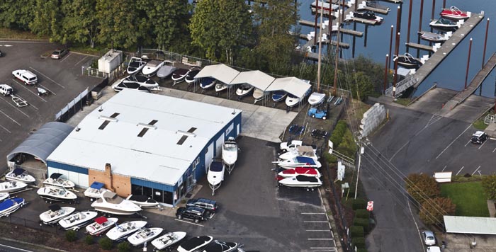 River City Boat Sales & Marine Services aerial view of store